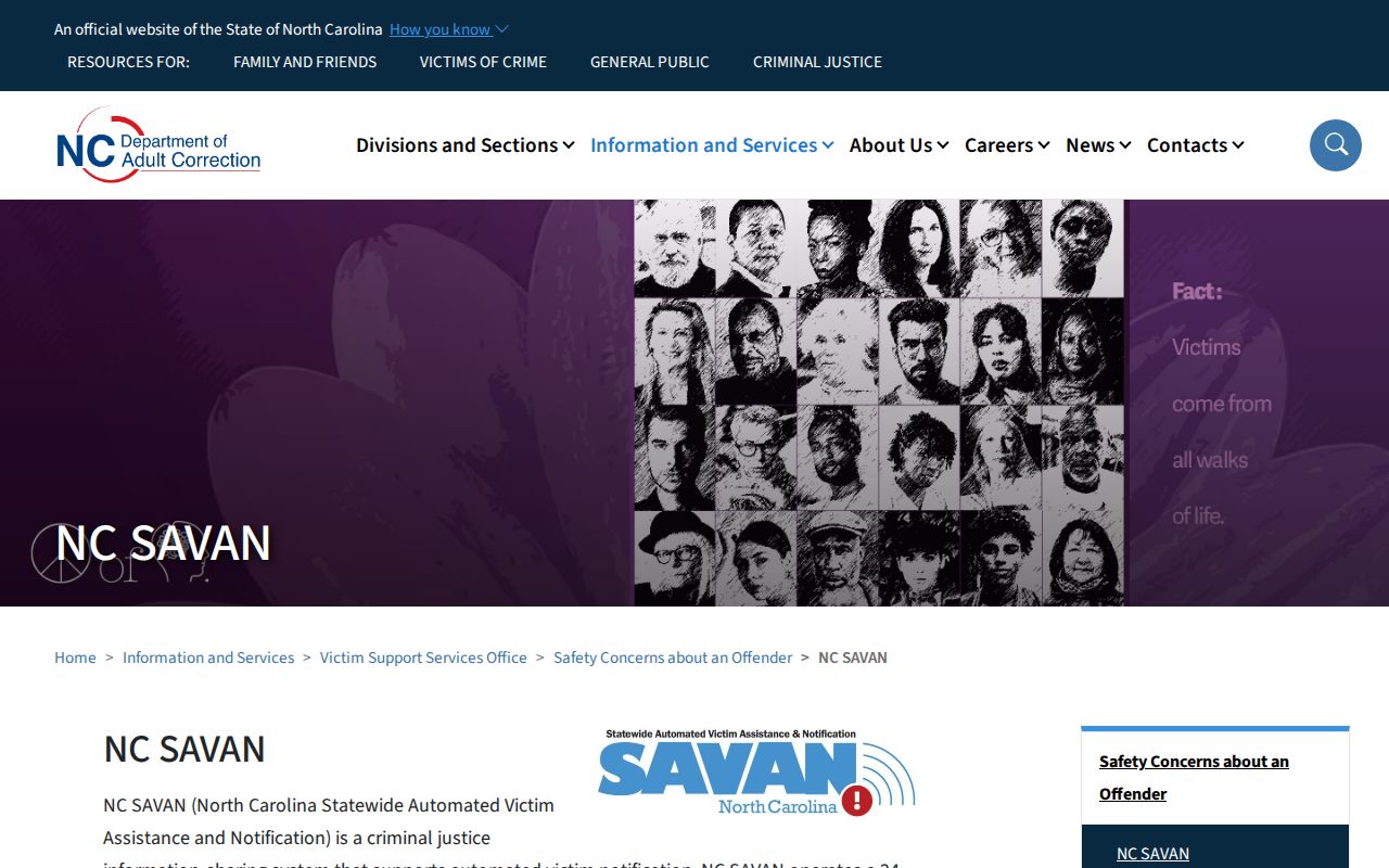 NC SAVAN information for Greene County VINE arrest and custody alerts
