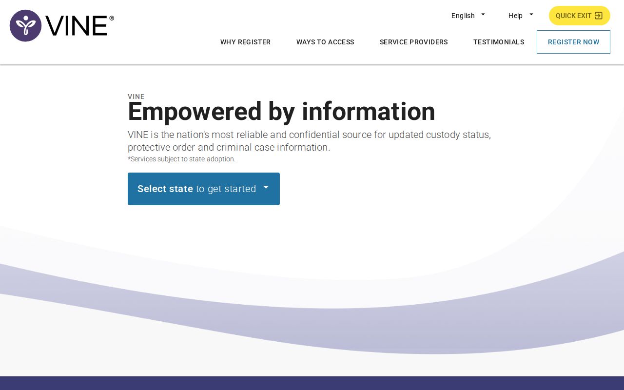 VINELink registration workflow for Greene County custody alerts