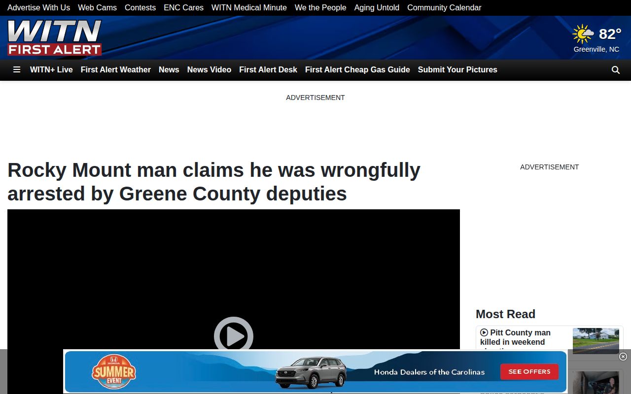 WITN report providing context about a disputed Walstonburg arrest